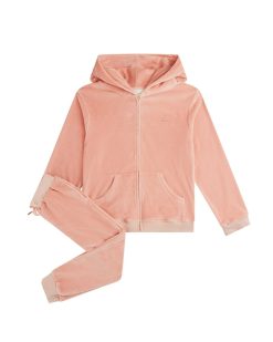 Hot Marie Chantal Ensemble Loungewear Velours Aile D'Ange Enfant Rose Poudre