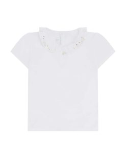 Wholesale Marie Chantal T-Shirt Col Volant Aile D'Ange & Coeur - Enfant Blanc & Or