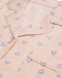 Clearance Marie Chantal Pyjama En Coton Tisse Coeur D'Amour - Rose Enfant