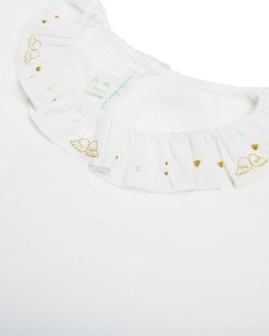 Wholesale Marie Chantal T-Shirt Col Volant Aile D'Ange & Coeur - Enfant Blanc & Or