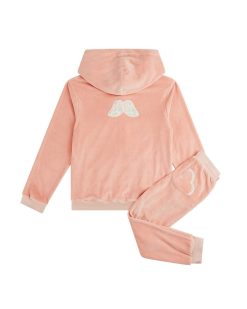 Hot Marie Chantal Ensemble Loungewear Velours Aile D'Ange Enfant Rose Poudre